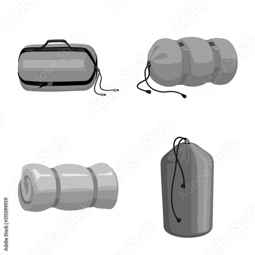 Isolated object of travel and bag icon. Set of travel and blanket stock vector illustration.