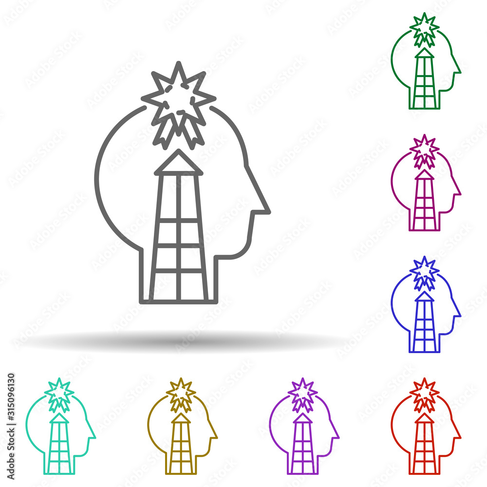 Human, house, reward in mind in multi color style icon. Simple thin line, outline vector of human mind icons for ui and ux, website or mobile application Human, house, reward in mind in multi color style icon. Simple thin line, outline vector of human mind icons for ui and ux, website or mobile application
