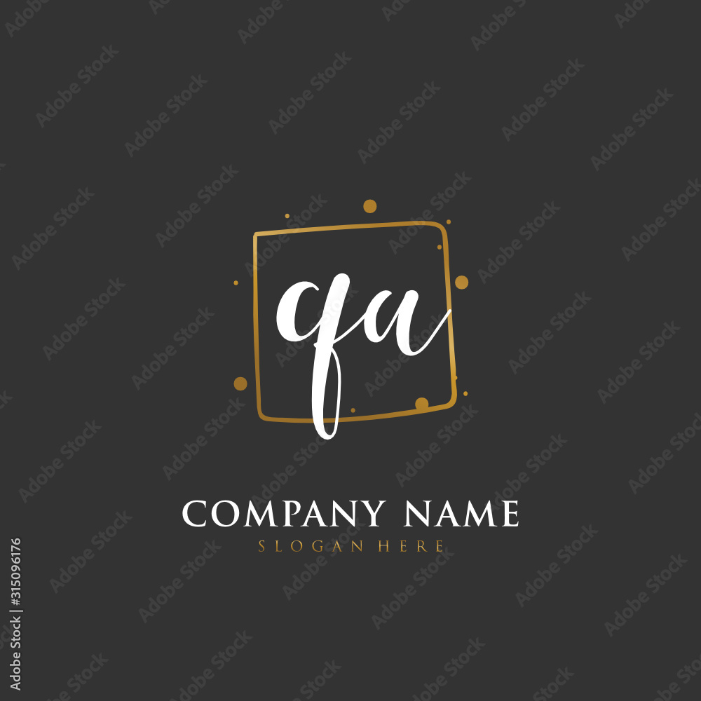 Handwritten initial letter Q A QA for identity and logo. Vector logo template with handwriting and signature style. Handwritten initial letter Q A QA for identity and logo. Vector logo template with handwriting and signature style.