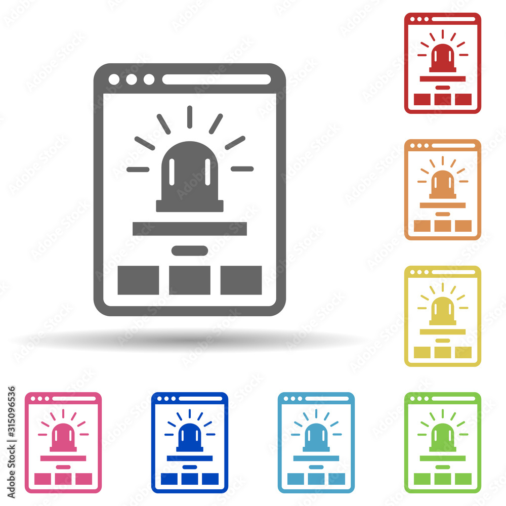 Buzz feed, document crash, virus alert, web threat in multi color style  icon. Simple glyph, flat vector of internet security icons for ui and ux,  website or mobile application vector de Stock