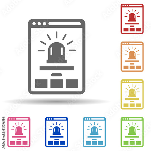 Buzz feed, document crash, virus alert, web threat in multi color style icon. Simple glyph, flat vector of internet security icons for ui and ux, website or mobile application