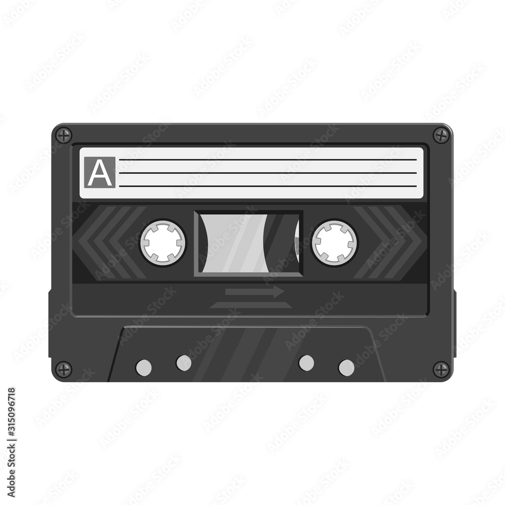 Obraz premium Isolated object of cassette and tape symbol. Graphic of cassette and reel vector icon for stock.