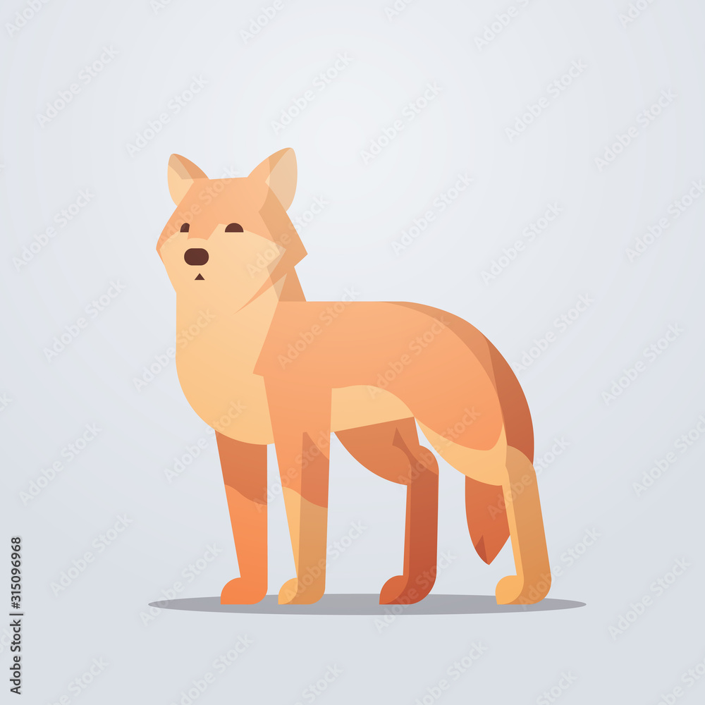 fox icon cute cartoon wild animal symbol with shadow wildlife species fauna concept flat vector illustration