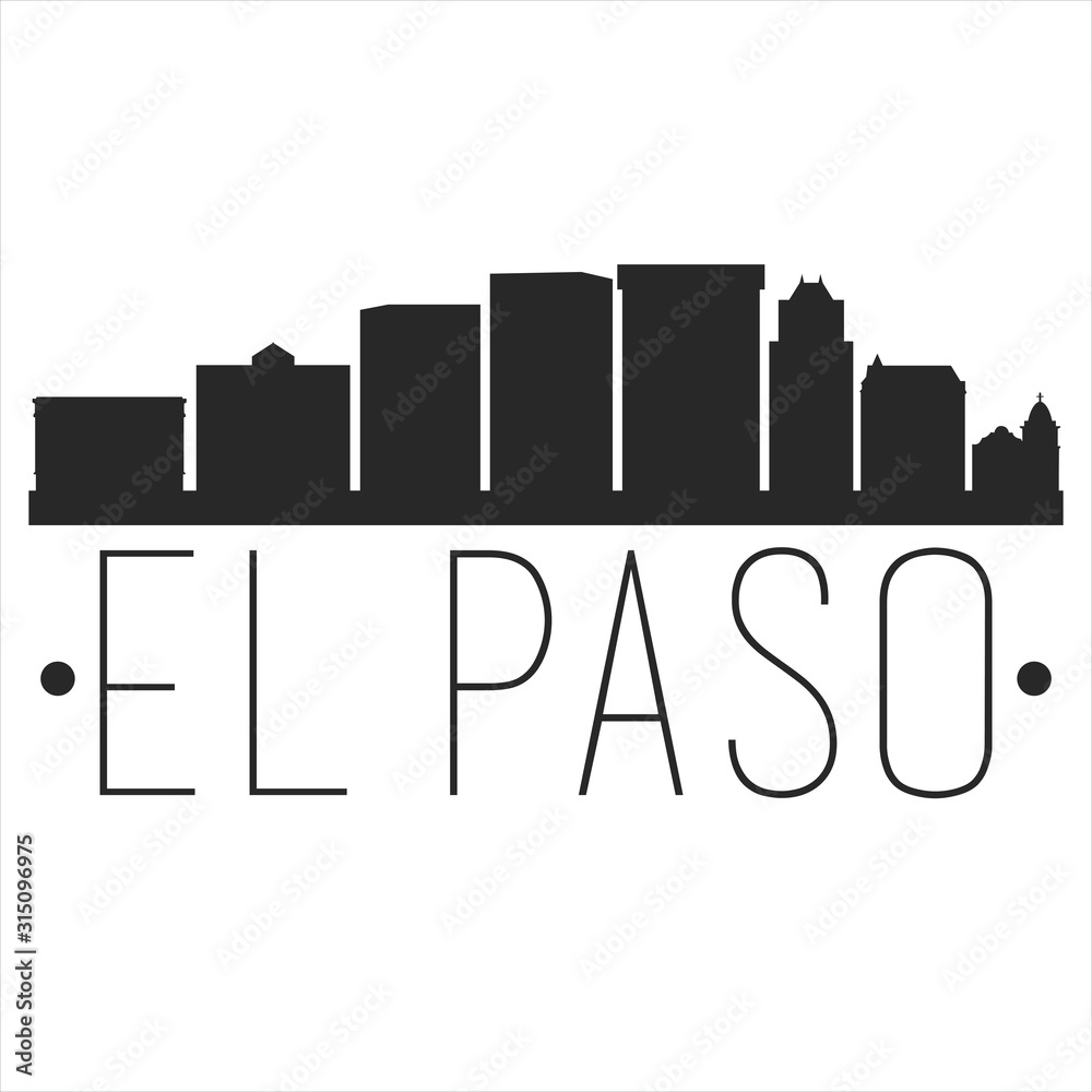 Fototapeta premium El Paso Texas. City Skyline. Silhouette City. Design Vector. Famous Monuments.