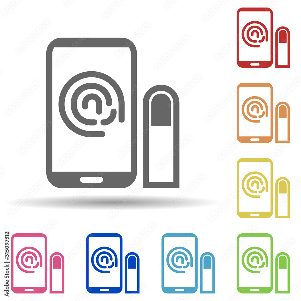 Fingerprint scan in multi color style icon. Simple glyph, flat vector of internet security icons for ui and ux, website or mobile application Fingerprint scan in multi color style icon. Simple glyph, flat vector of internet security icons for ui and ux, website or mobile application