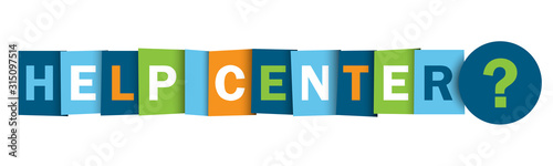 HELP CENTER vector typography web button with QUESTION MARK symbol