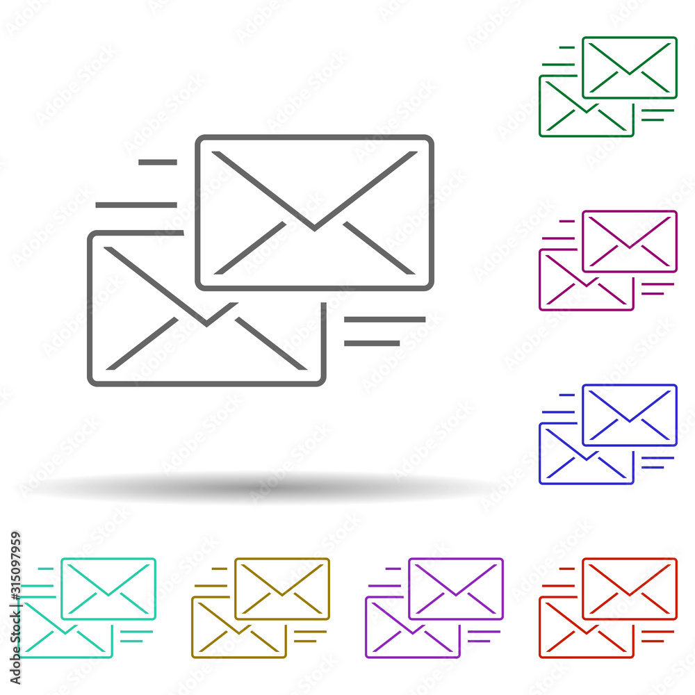 Send message, letters in multi color style icon. Simple thin line, outline vector of marketing and advertising icons for ui and ux, website or mobile application Send message, letters in multi color style icon. Simple thin line, outline vector of marketing and advertising icons for ui and ux, website or mobile application