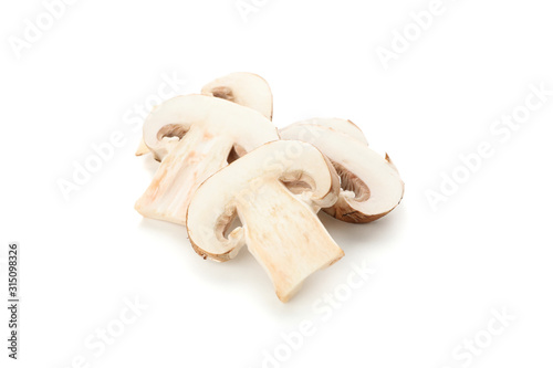 Сhampignon mushrooms isolated on white background, close up