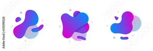 Vector fluid isolated abstract geometric blue and purple gradient shapes for modern website and graphic design on the white background. Concept of dynamic composition and liquid color element.