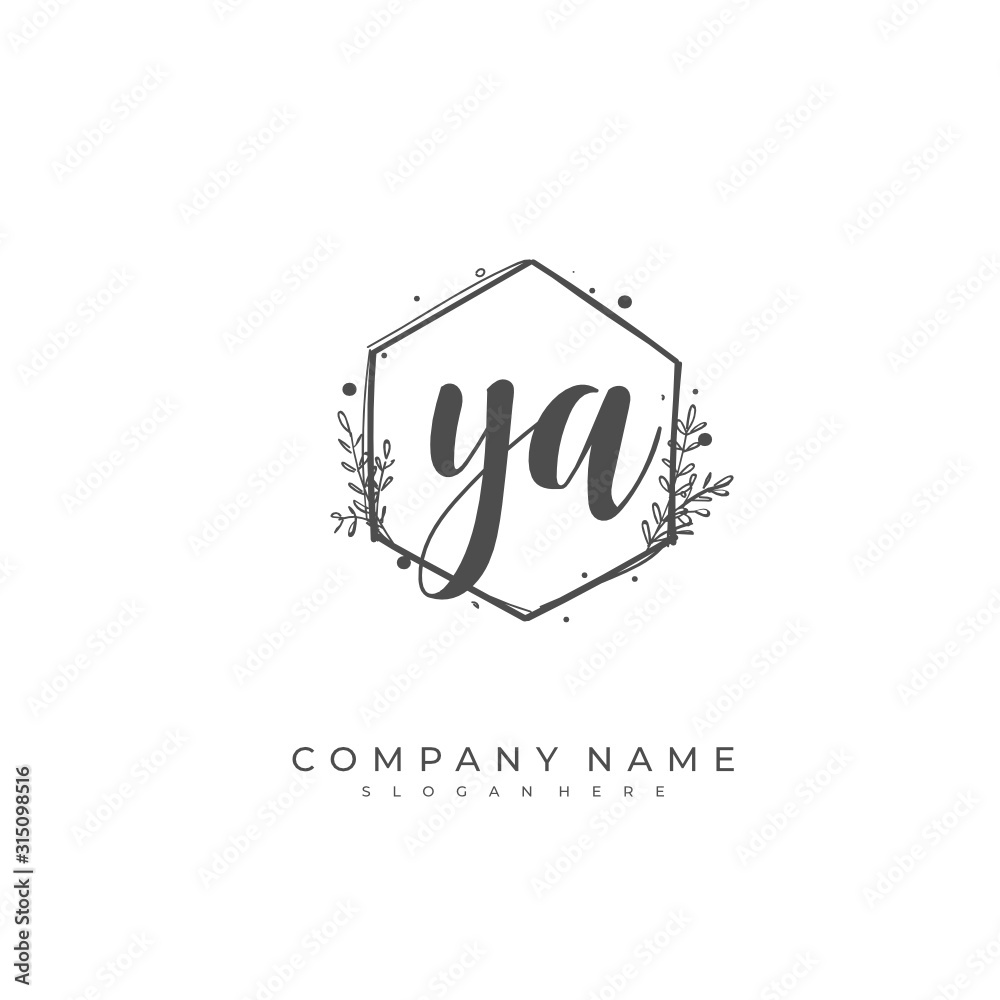 Handwritten initial letter Y A YA for identity and logo. Vector logo template with handwriting and signature style. Handwritten initial letter Y A YA for identity and logo. Vector logo template with handwriting and signature style.