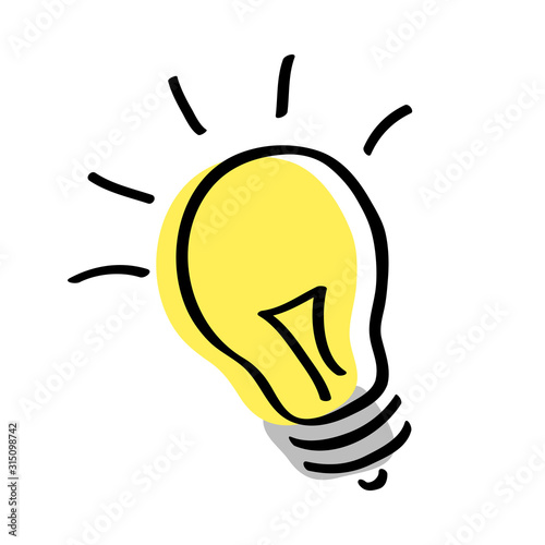 Handdrawn rough lightbulb logo. bulb doodle image vector.
