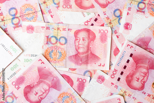 china money 100 bank note background, business and finance concept photo