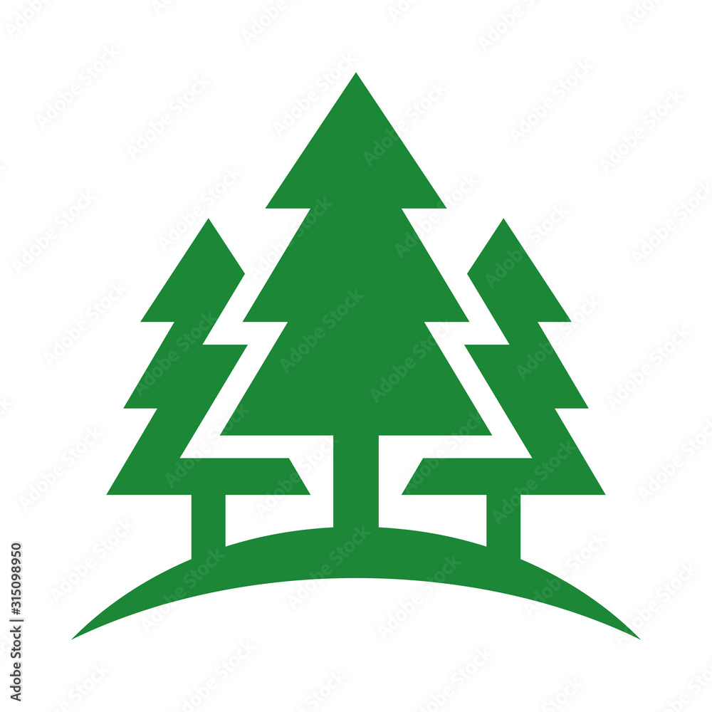 Green pine logo icon. simple corporate pine trees image vector. Green pine logo icon. simple corporate pine trees image vector.