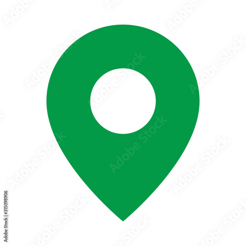Green pin location icon vector.