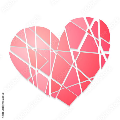 Broken heart single color icon isolated on white background. Gradient vector illustration.