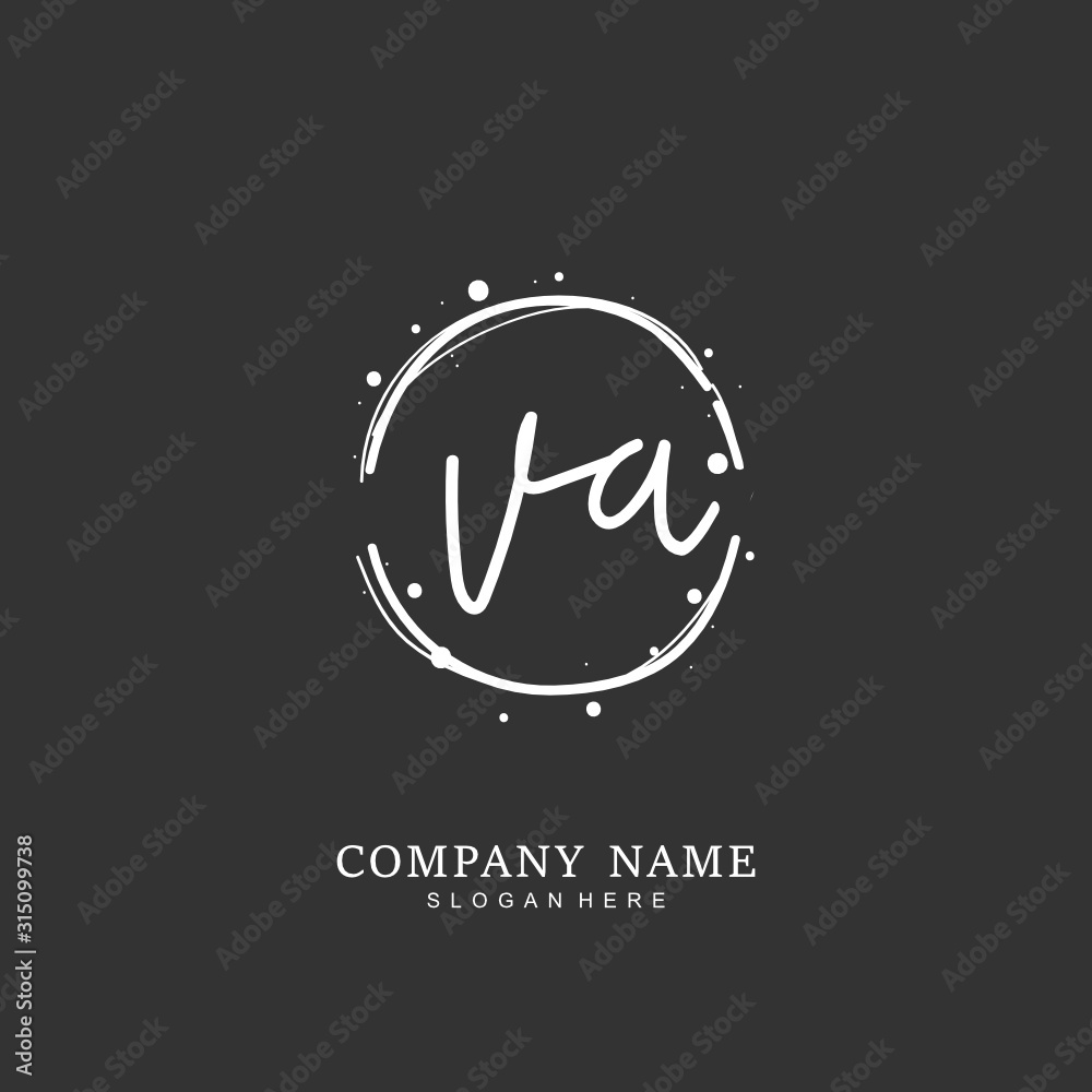 Handwritten initial letter V A VA for identity and logo. Vector logo template with handwriting and signature style. Handwritten initial letter V A VA for identity and logo. Vector logo template with handwriting and signature style.