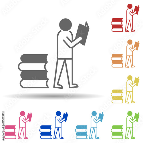 Book read in multi color style icon. Simple thin line, outline vector of miscellaneous icons for ui and ux, website or mobile application