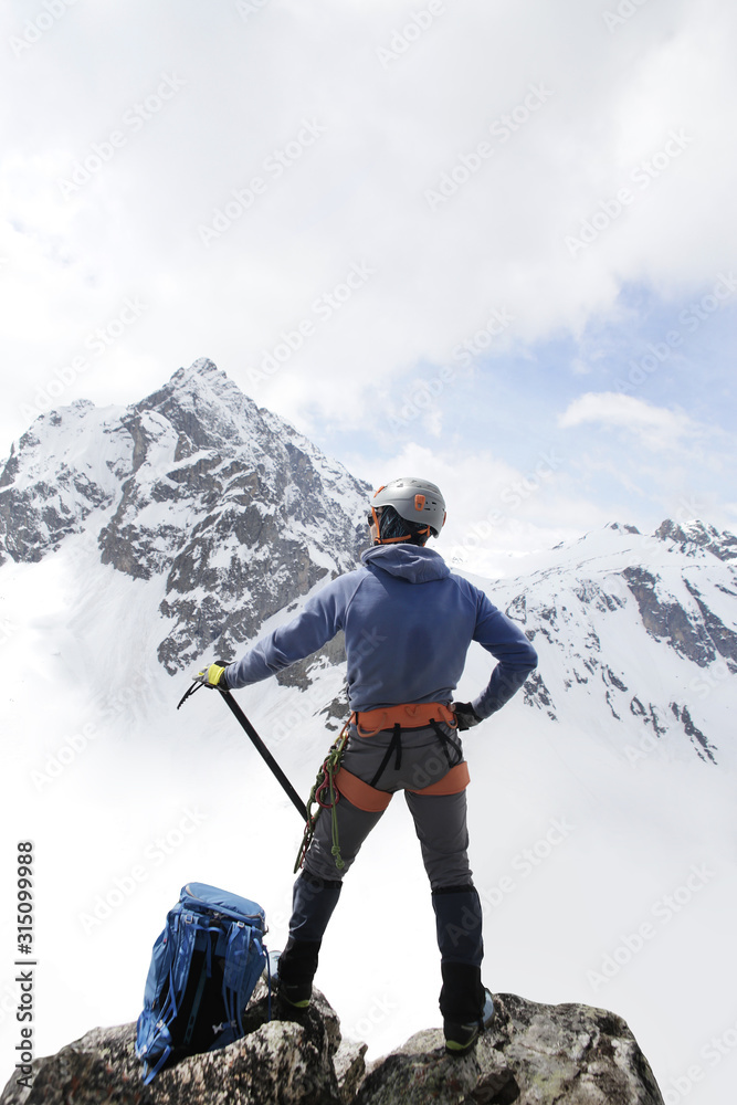 alpinism in the snowy mountains