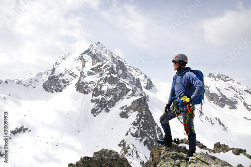 alpinism in the snowy mountains