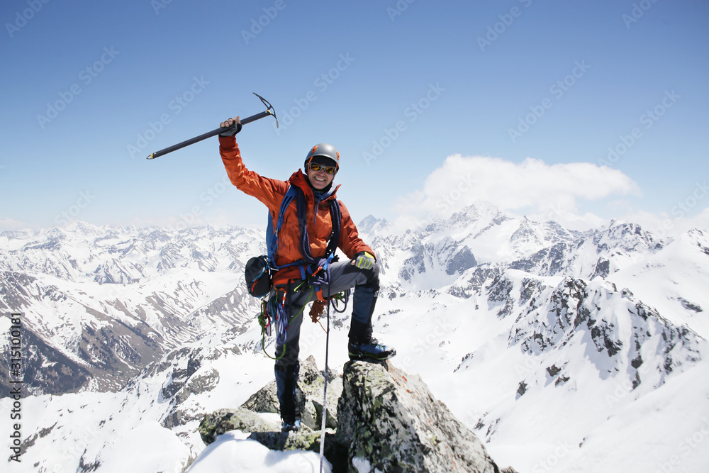 alpinism in the snowy mountains