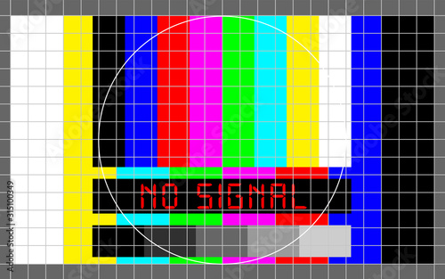 test pattern with caption no signal, offline, disturbance,error sign,vector
