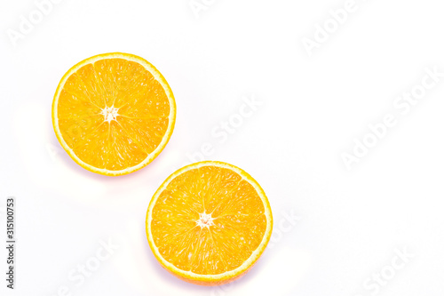 The Orange is half the ball on the white background with clipping path