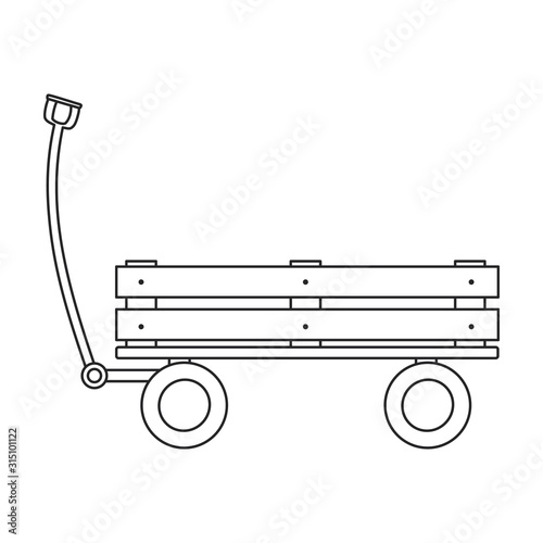 Garden cart vector icon.Line vector icon isolated on white background garden cart .