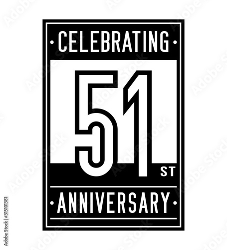 51 years logo design template. Anniversary vector and illustration.
