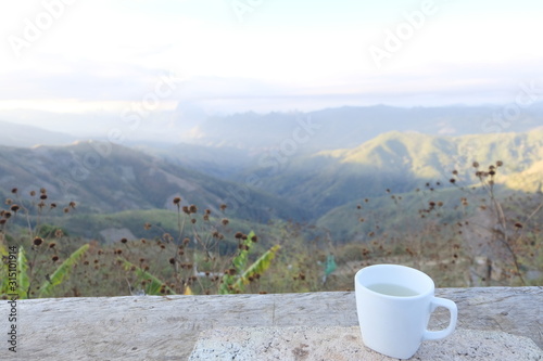cup of coffee on hill