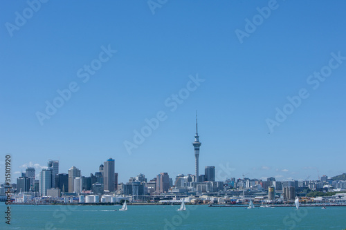 Auckland New Zealand Skyline city with tv tower