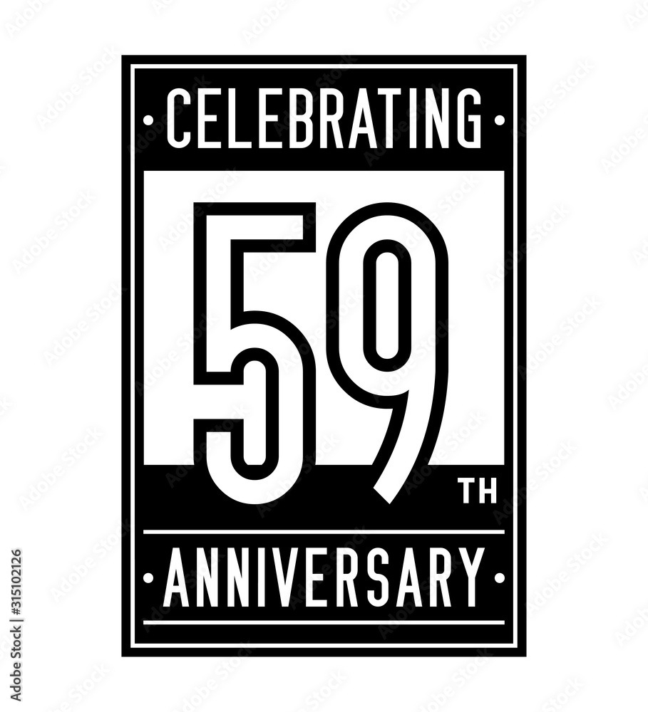 59 years logo design template. Anniversary vector and illustration.