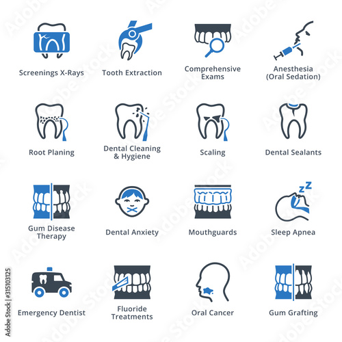 General & Preventive Dentistry Icons - Blue Series