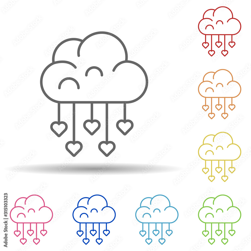 Heart, cloud in multi color style icon. Simple thin line, outline vector of Peace day icons for ui and ux, website or mobile application Heart, cloud in multi color style icon. Simple thin line, outline vector of Peace day icons for ui and ux, website or mobile application