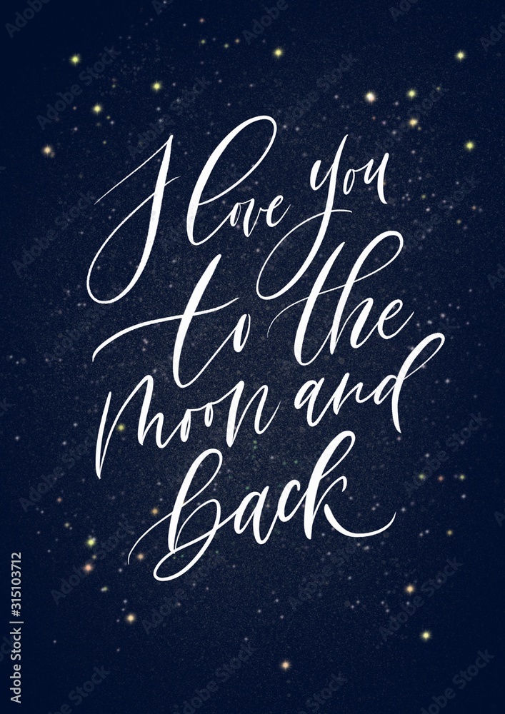 calligraphy card space moon and back