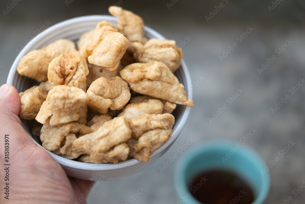 Deep fried fish meatballs crisp. Thai street food