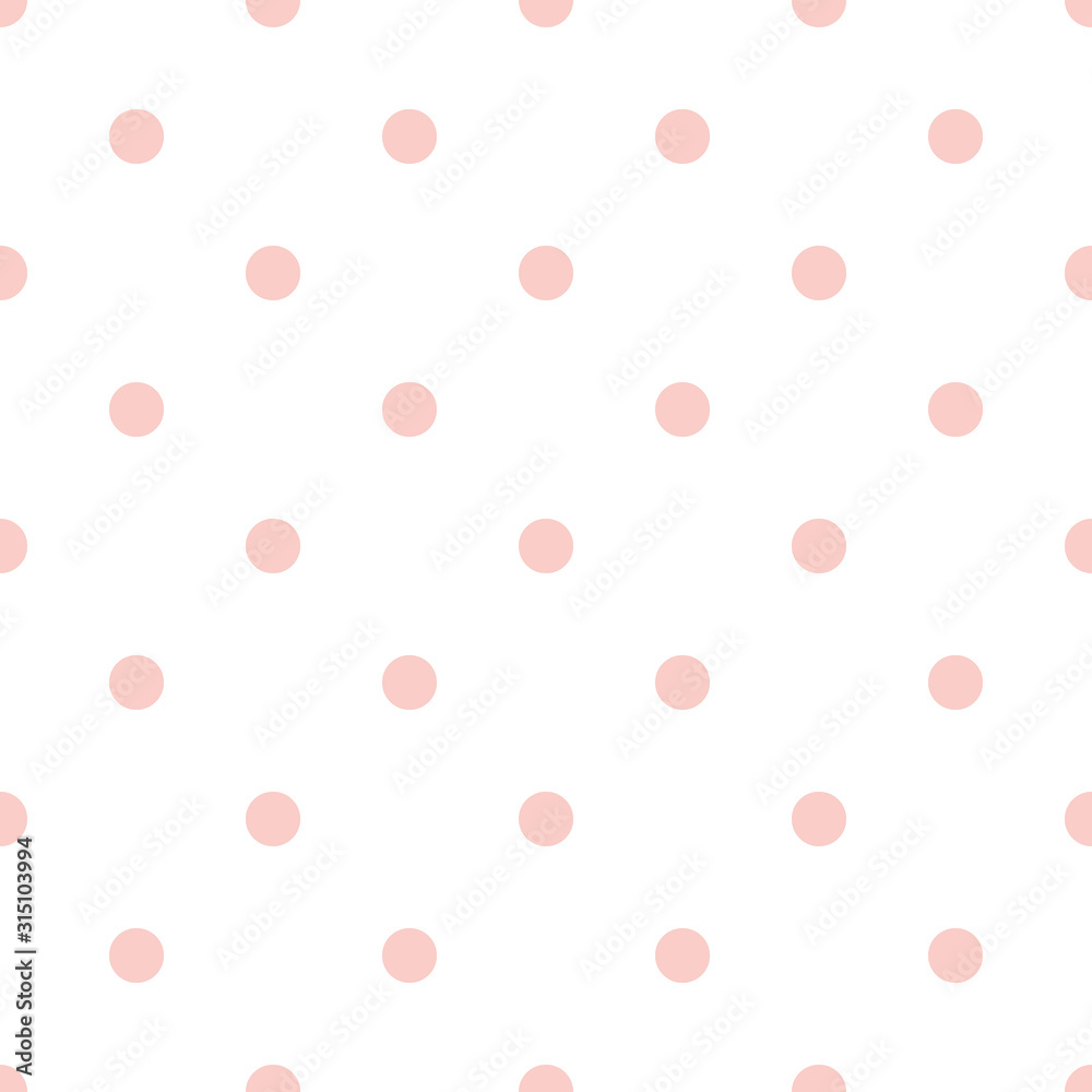 Dusty rose polka dot on white background seamless pattern for Valentine's Day, wedding etc. Flat, minimalist, simple.