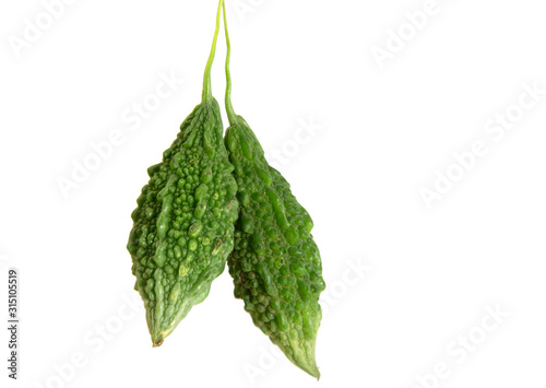 Bitter gourd, Thai herbs isolated on a white background