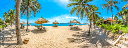 Beautiful Scenery of Nha Trang, a Tropical Coastal Vacation Paradise in Vietnam, Southeast Asia. 