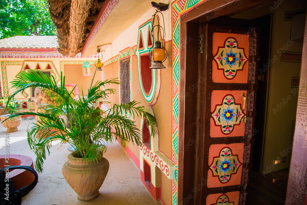 indian door. Enter in Rajasthan style home entrance, Mumbai, Maharashtra, India