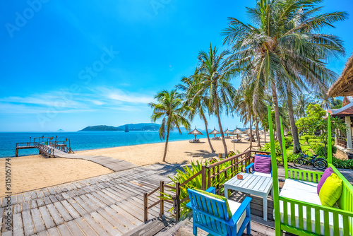 Beautiful Scenery of Nha Trang  a Tropical Coastal Vacation Paradise in Vietnam  Southeast Asia. 