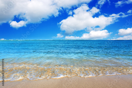 Beautiful caribbean sea and blue sky . Nature background.
