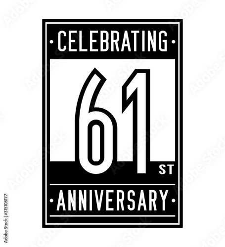 61 years logo design template. Anniversary vector and illustration.