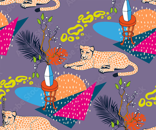 Vector background hand drawn exotic wild animals. Hand drawn ink illustration. Modern ornamental decorative background. Vector pattern. Print for textile, cloth, wallpaper, scrapbooking