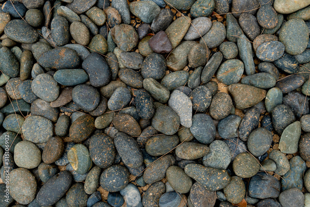 Stone gravel with fallen of pine leaves use for background and textured. Stone gravel with fallen of pine leaves use for background and textured.
