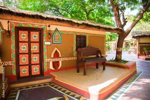 bench near indian old house