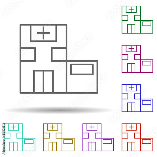 Building, clinic, hospital in multi color style icon. Simple thin line, outline vector of hospital building icons for ui and ux, website or mobile application