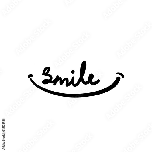 hand drawn typography Smile icon Logo Vector Template Design doodle style