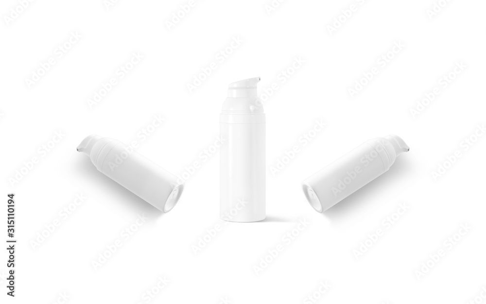 Blank white cream bottle mockup, front and side view Blank white cream bottle mockup, front and side view