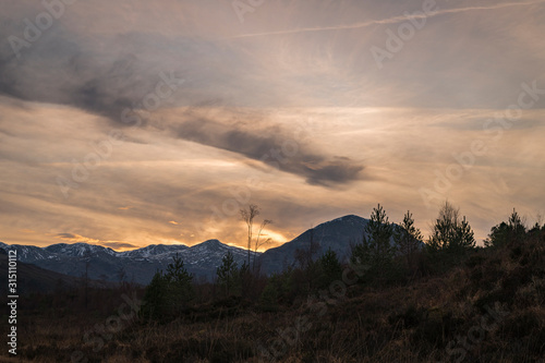 A winter bracketed HDR image of a sunset in Glen Torridon in Wester Ross, Scotland. 26 December 2019 photo