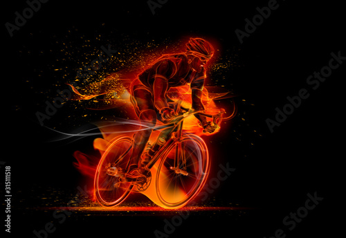 Computer generated image of male cyclist cycling photo
